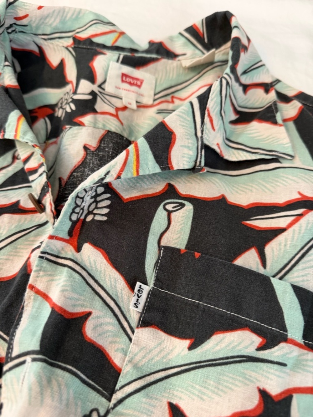 Levi's Mint, Black & Red Tropical Camp Shirt medium